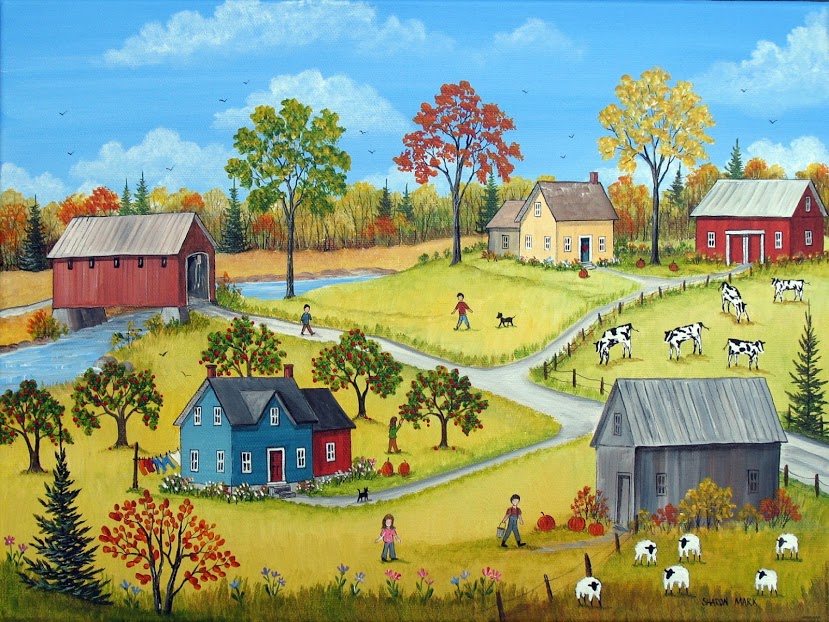 Autumn by the Covered Bridge